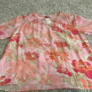 Talbots Pink Floral Blouse‎